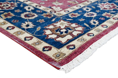 Maroon and Blue Hand Knotted Traditional Oriental Oushak 10x14 Wool and Silk area Rug - The Rug Decor