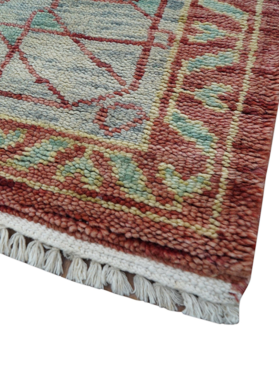 Maroon And Teal Traditional Mamluk Design Hand knotted 9x12 Wool Rug - The Rug Decor