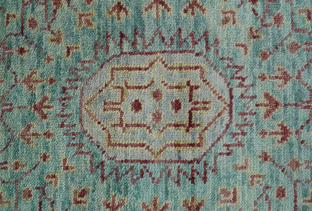 Maroon And Teal Traditional Mamluk Design Hand knotted 9x12 Wool Rug - The Rug Decor