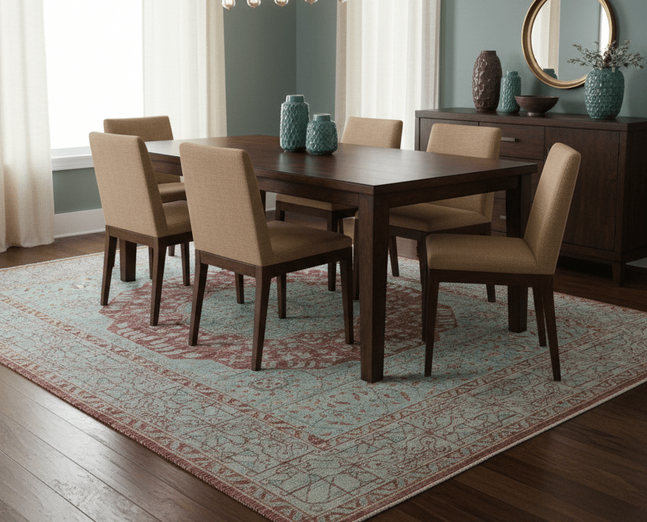 Maroon And Teal Traditional Mamluk Design Hand knotted 9x12 Wool Rug - The Rug Decor