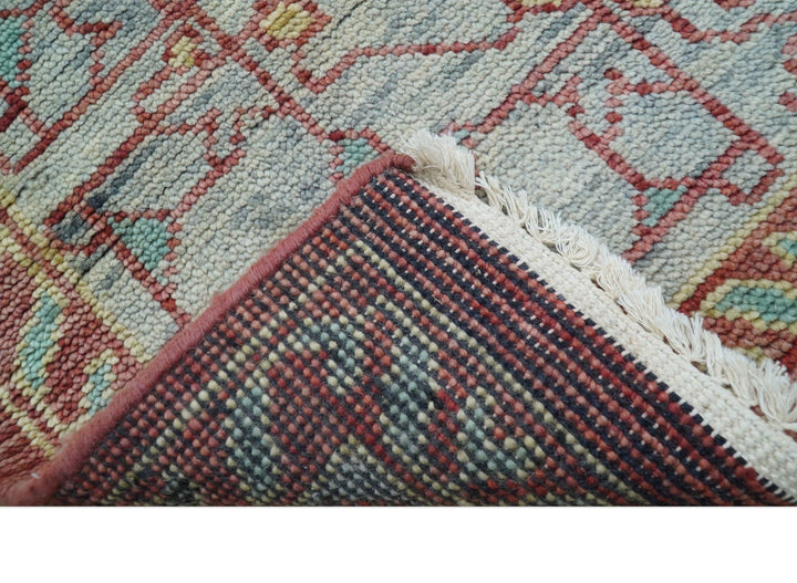 Maroon And Teal Traditional Mamluk Design Hand knotted 9x12 Wool Rug - The Rug Decor