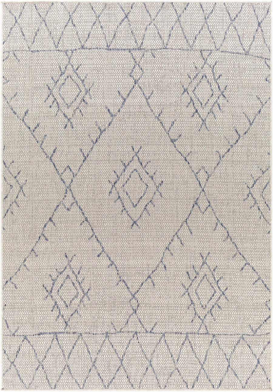Marwood Bohemian Style Ivory And Blue Nordic Rug - The Rug Decor