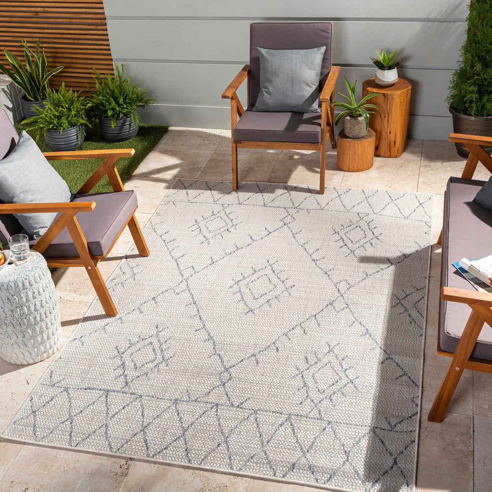 Marwood Bohemian Style Ivory And Blue Nordic Rug - The Rug Decor