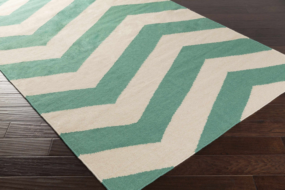 Masontown Geometrical Aqua Green And Ivory Rug - The Rug Decor