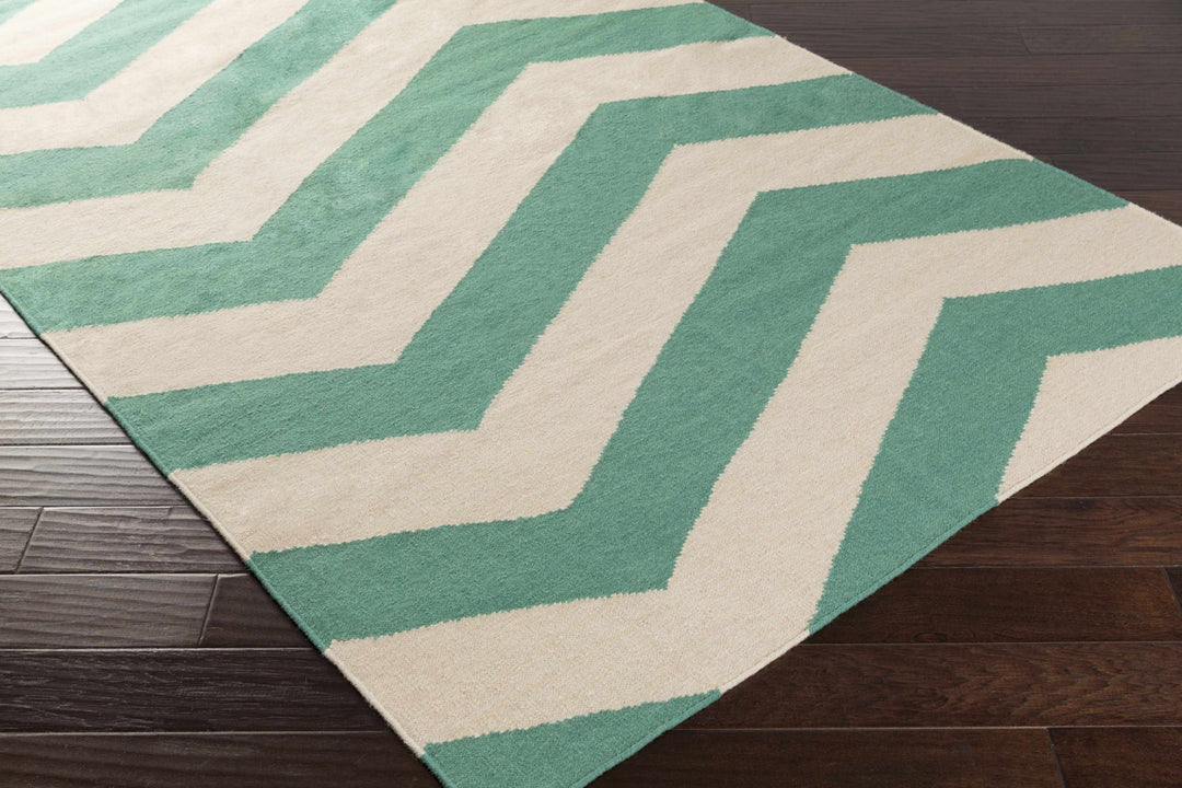 Masontown Geometrical Aqua Green And Ivory Rug - The Rug Decor