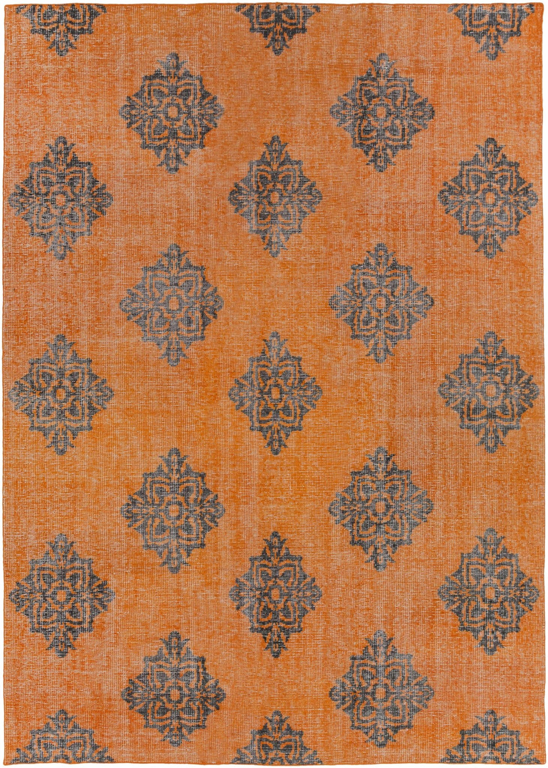 Mastic Orange And Blue Modern Style Hand Knotted Wool Area Rug - The Rug Decor