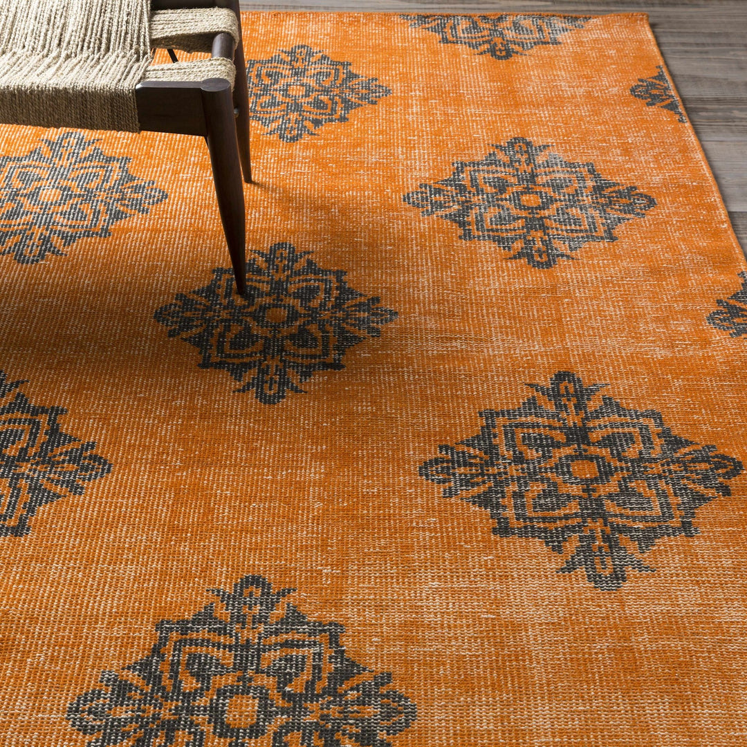 Mastic Orange And Blue Modern Style Hand Knotted Wool Area Rug - The Rug Decor