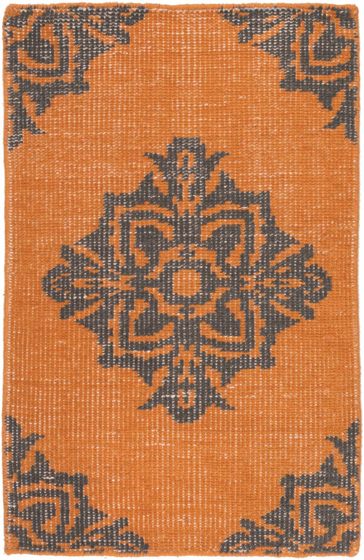 Mastic Orange And Blue Modern Style Hand Knotted Wool Area Rug - The Rug Decor
