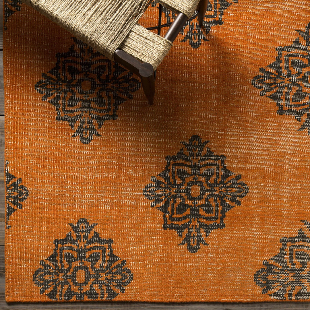 Mastic Orange And Blue Modern Style Hand Knotted Wool Area Rug - The Rug Decor