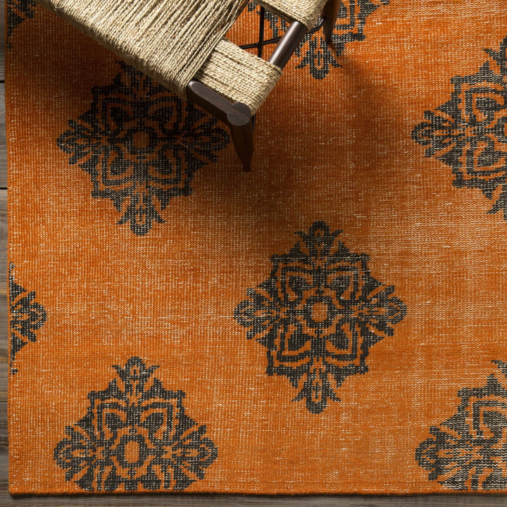 Mastic Orange And Blue Modern Style Hand Knotted Wool Area Rug - The Rug Decor