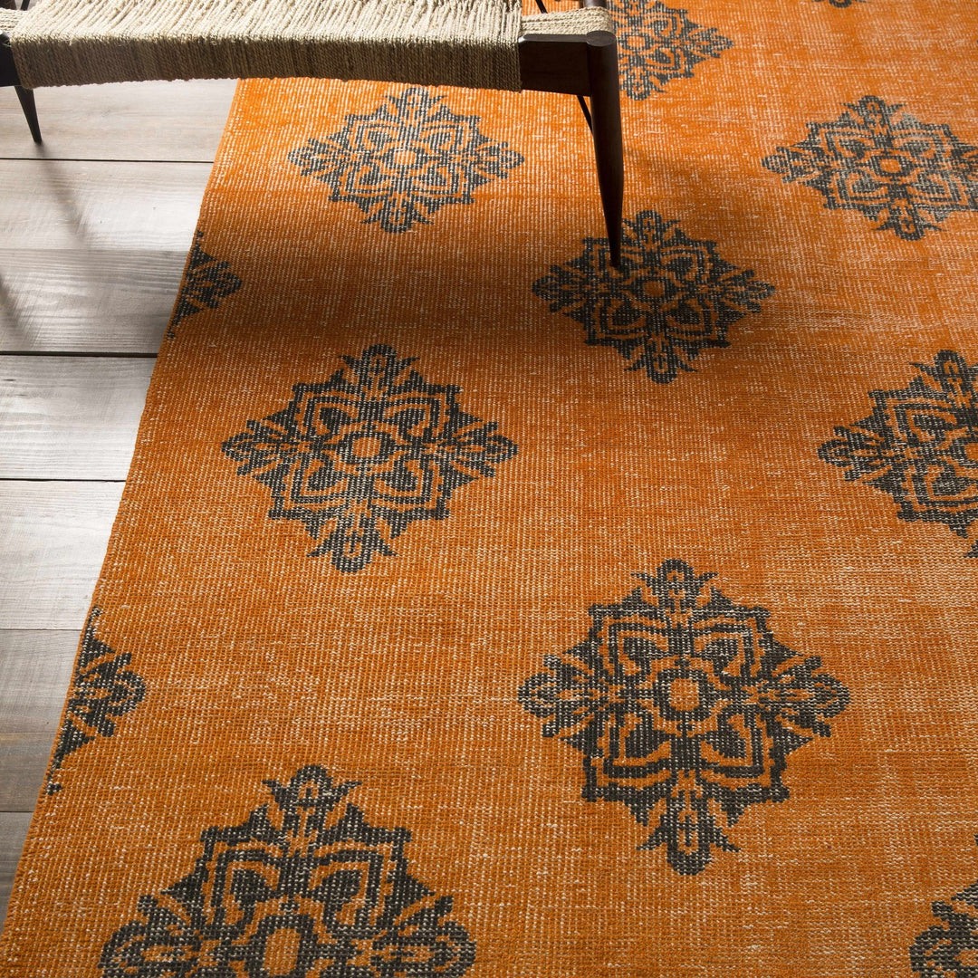 Mastic Orange And Blue Modern Style Hand Knotted Wool Area Rug - The Rug Decor