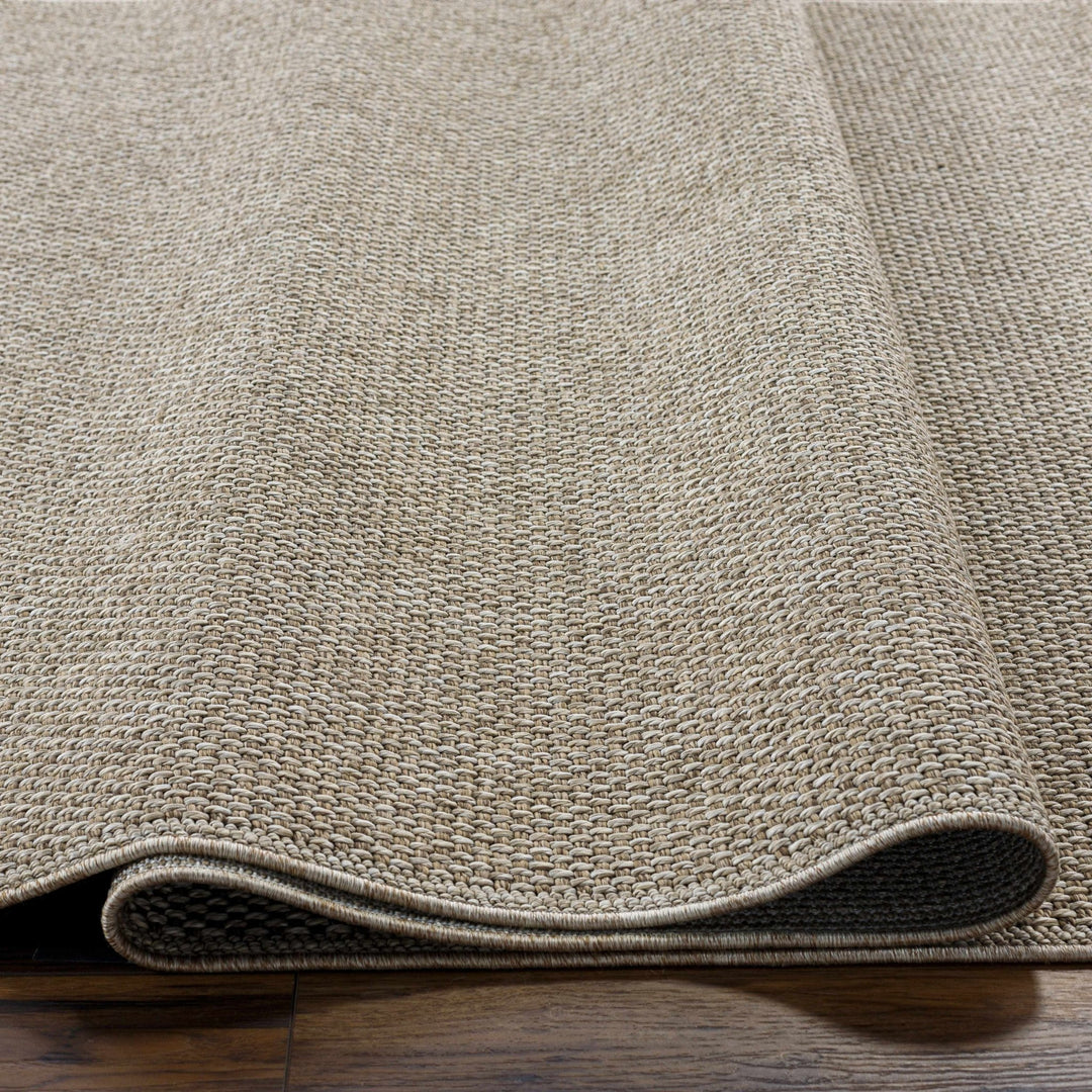 Matah Solid Beige And Brown Machine Woven Outdoor Area Rug - The Rug Decor