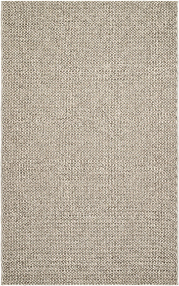 Matah Solid Beige And Brown Machine Woven Outdoor Area Rug - The Rug Decor