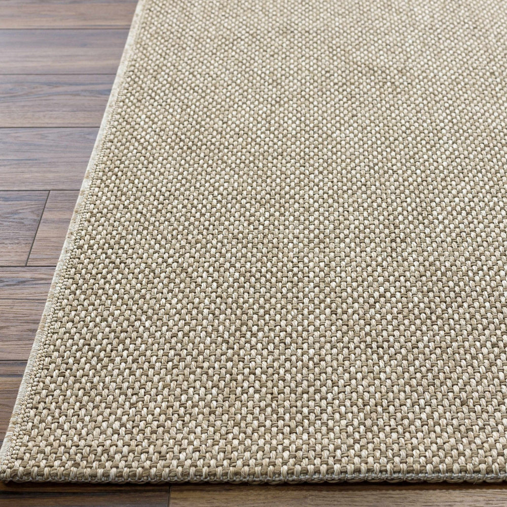 Matah Solid Beige And Brown Machine Woven Outdoor Area Rug - The Rug Decor