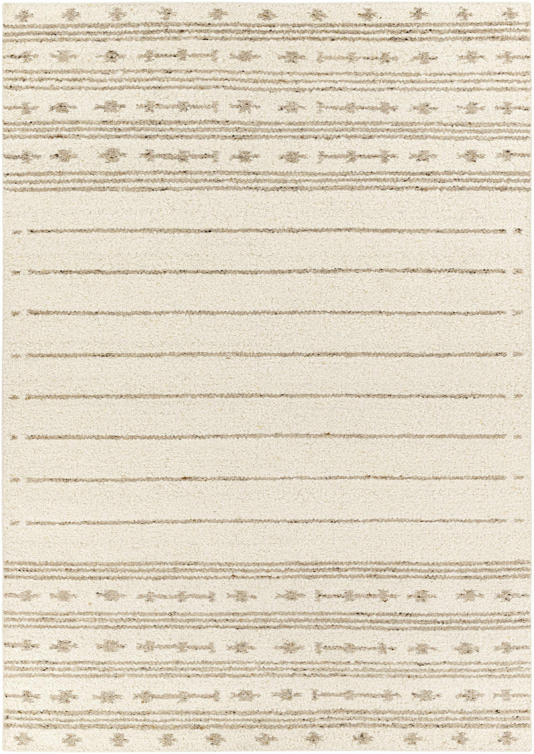 Matawan Modern Style Ivory Hand Woven Wool Area Rug