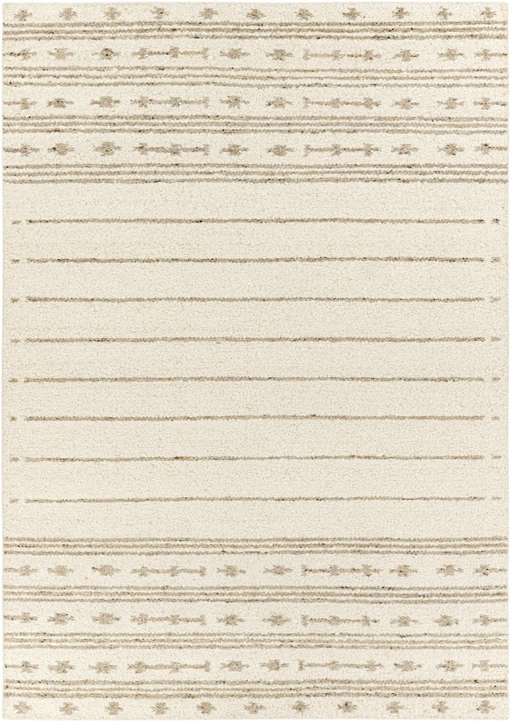 Matawan Modern Style Ivory Hand Woven Wool Area Rug