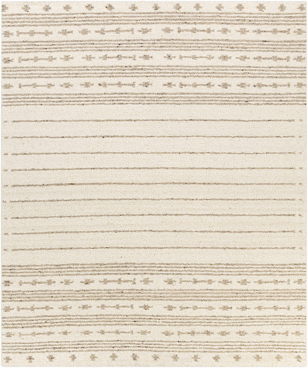 Matawan Modern Style Ivory Hand Woven Wool Area Rug