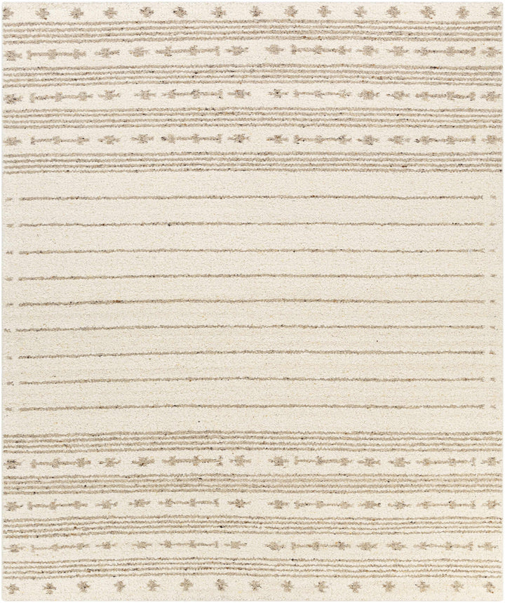 Matawan Modern Style Ivory Hand Woven Wool Area Rug