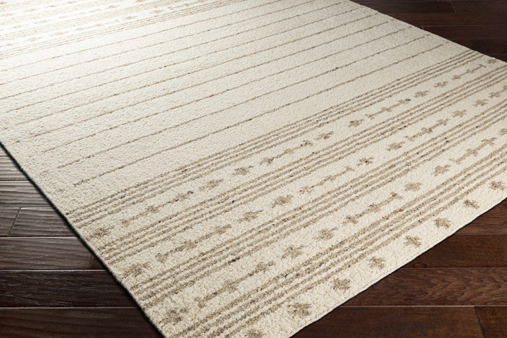 Matawan Modern Style Ivory Hand Woven Wool Area Rug