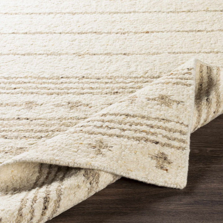 Matawan Modern Style Ivory Hand Woven Wool Area Rug