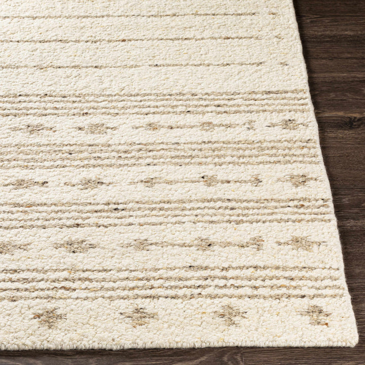 Matawan Modern Style Ivory Hand Woven Wool Area Rug