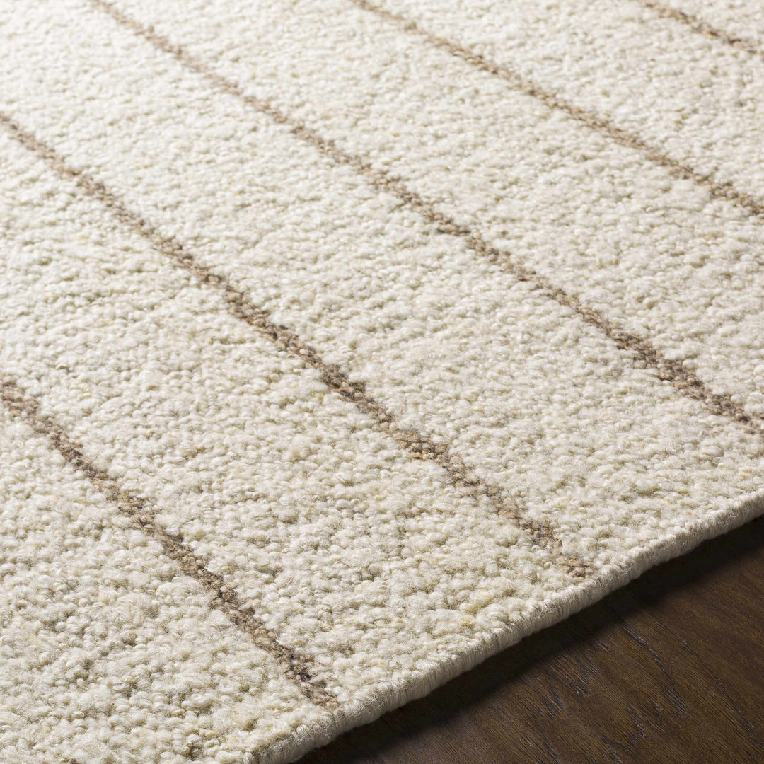 Matawan Modern Style Ivory Hand Woven Wool Area Rug