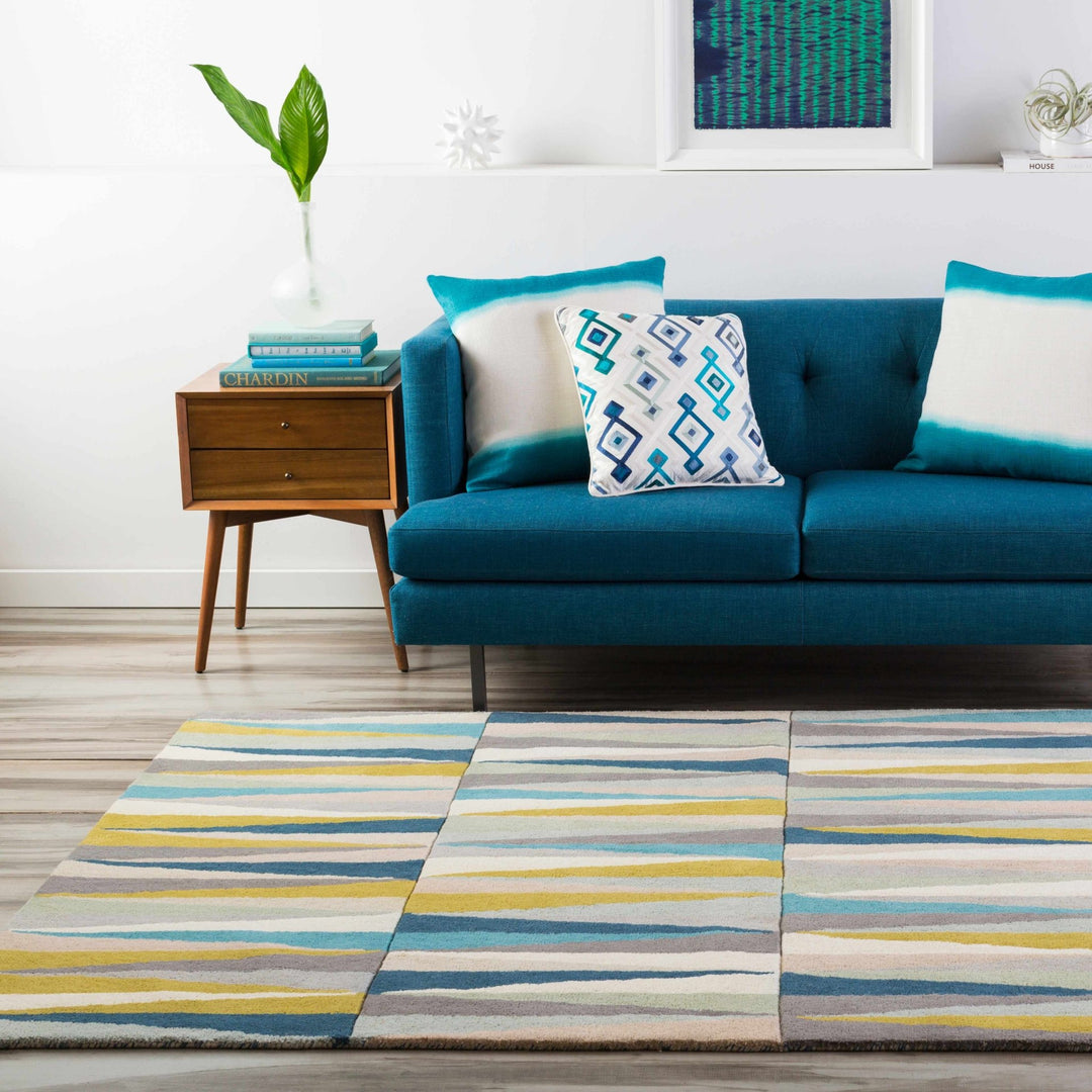 Mathiston Contemporary Gray And Blue Wool Rug - The Rug Decor