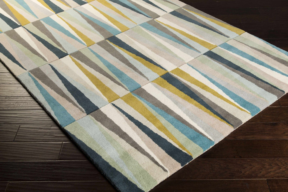 Mathiston Contemporary Gray And Blue Wool Rug - The Rug Decor