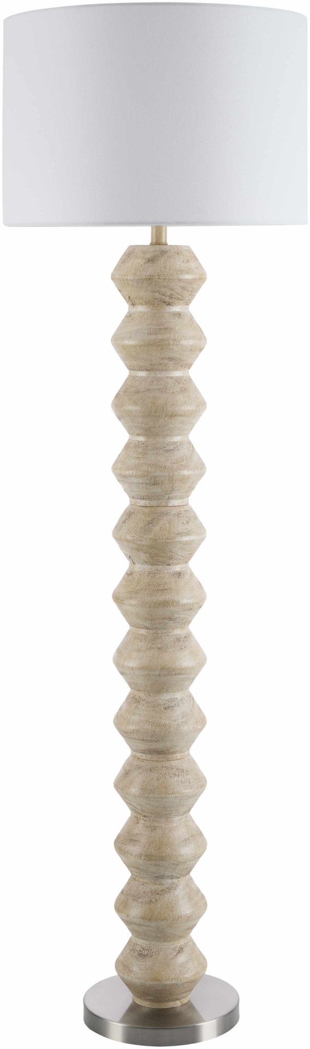 Matozinhos Modern White And Beige Linen Floor Lamp - The Rug Decor
