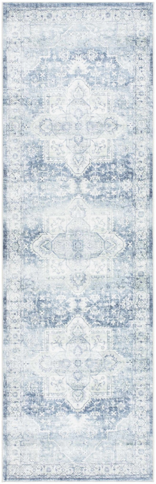 Mauro Traditional Medallion Design Blue And Beige Washable Area Rug - The Rug Decor