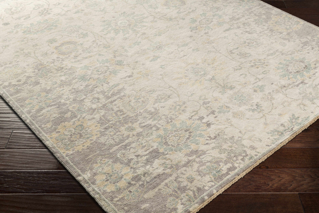 Maybee Traditional Floral Design Beige Hand Knotted Area Rug
