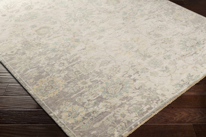 Maybee Traditional Floral Design Beige Hand Knotted Area Rug