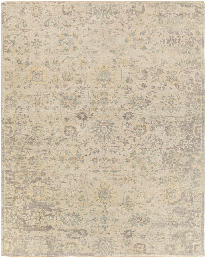 Maybee Traditional Floral Design Beige Hand Knotted Area Rug