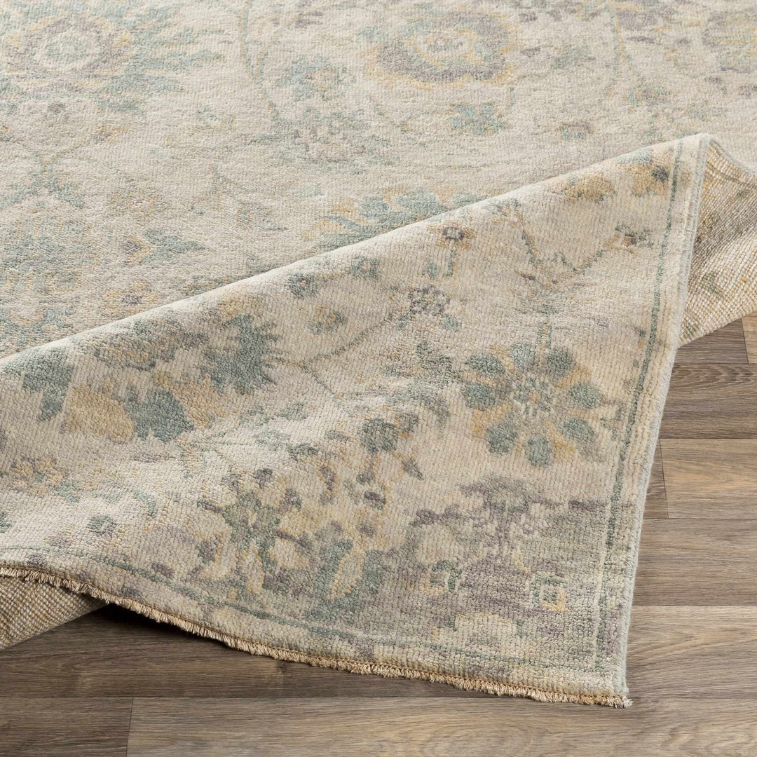 Maybee Traditional Floral Design Beige Hand Knotted Area Rug