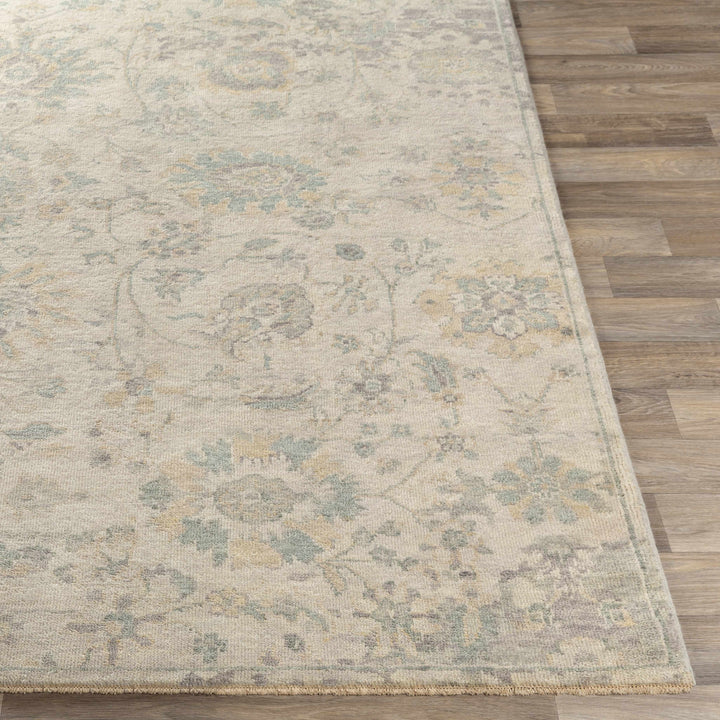 Maybee Traditional Floral Design Beige Hand Knotted Area Rug