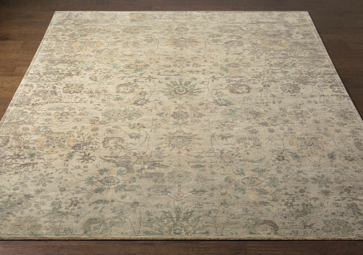 Maybee Traditional Floral Design Beige Hand Knotted Area Rug