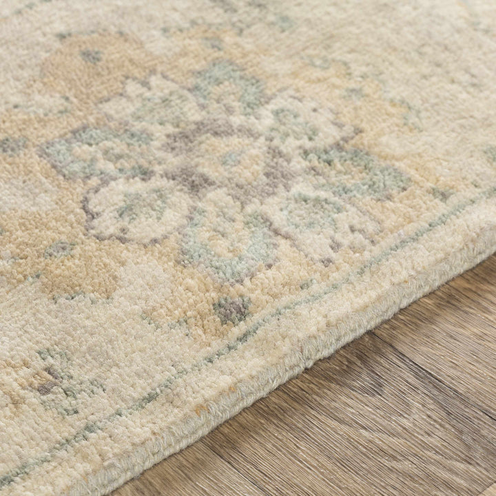 Maybee Traditional Floral Design Beige Hand Knotted Area Rug