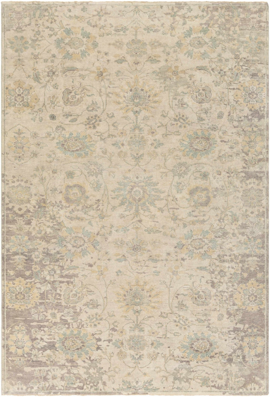 Maybee Traditional Floral Design Beige Hand Knotted Area Rug - The Rug Decor