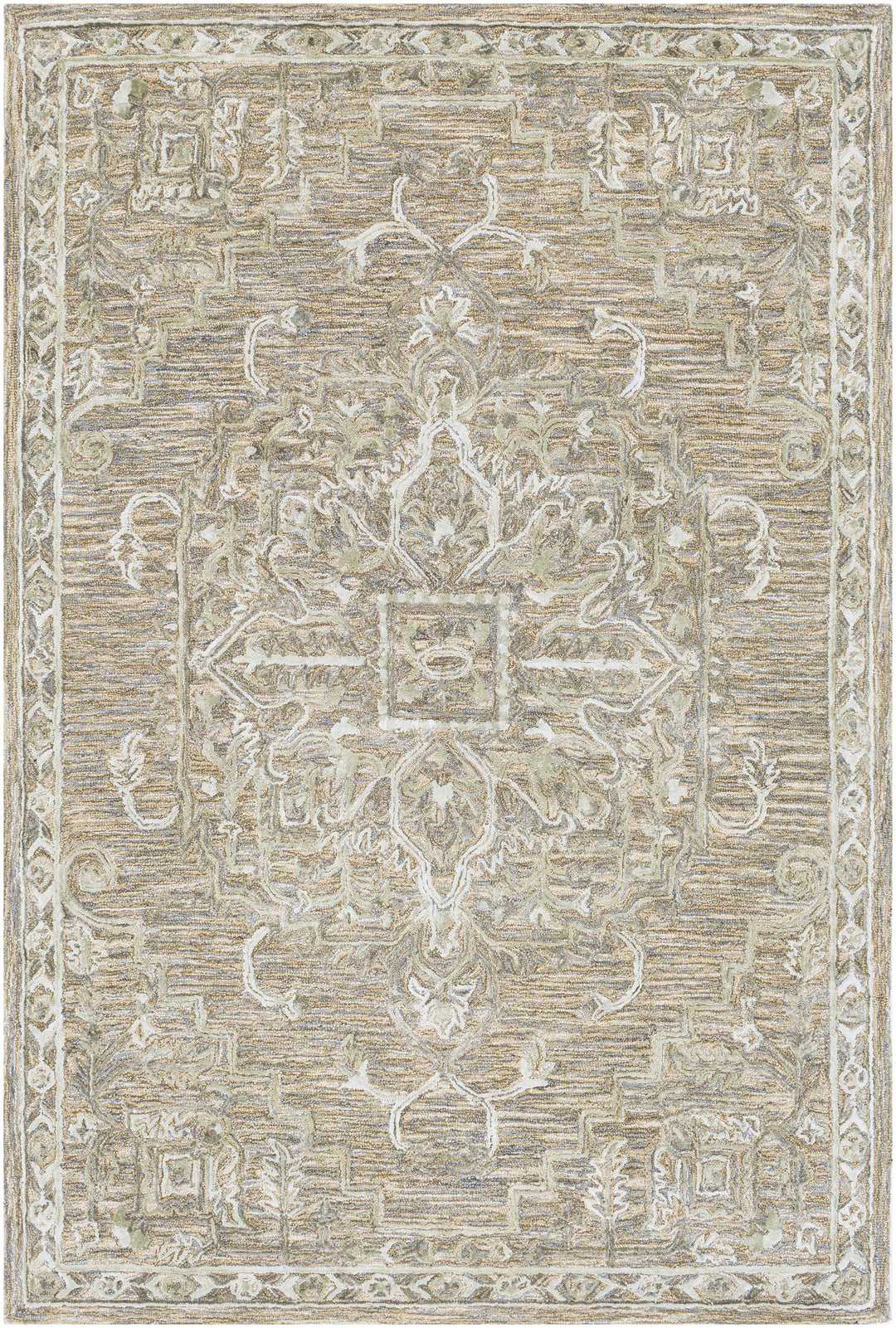 Maysville Traditional Style Beige And Gray Hand Tufted Wool Area Rug