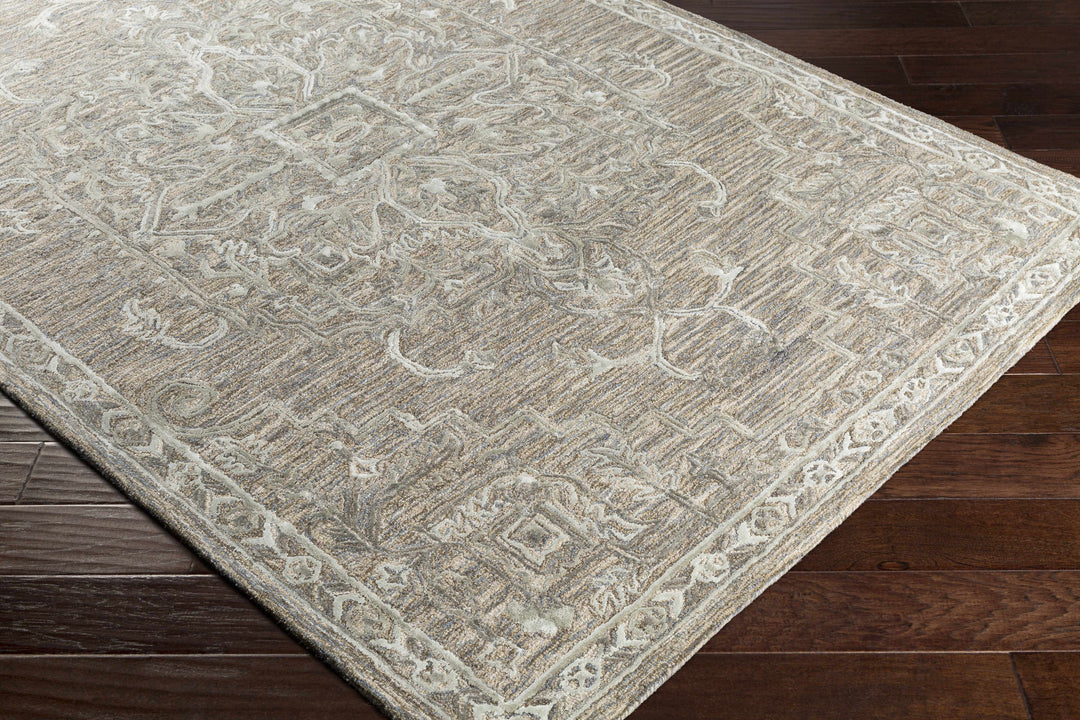 Maysville Traditional Style Beige And Gray Hand Tufted Wool Area Rug