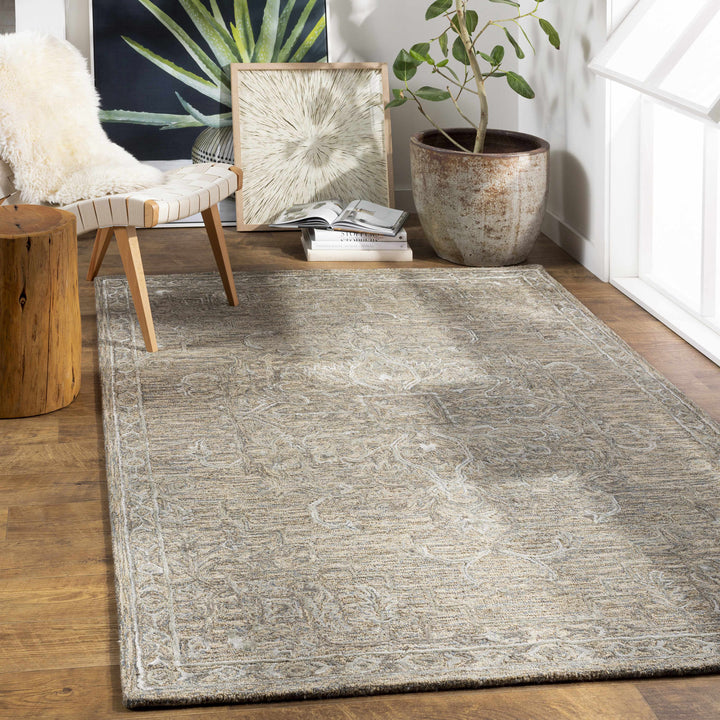 Maysville Traditional Style Beige And Gray Hand Tufted Wool Area Rug