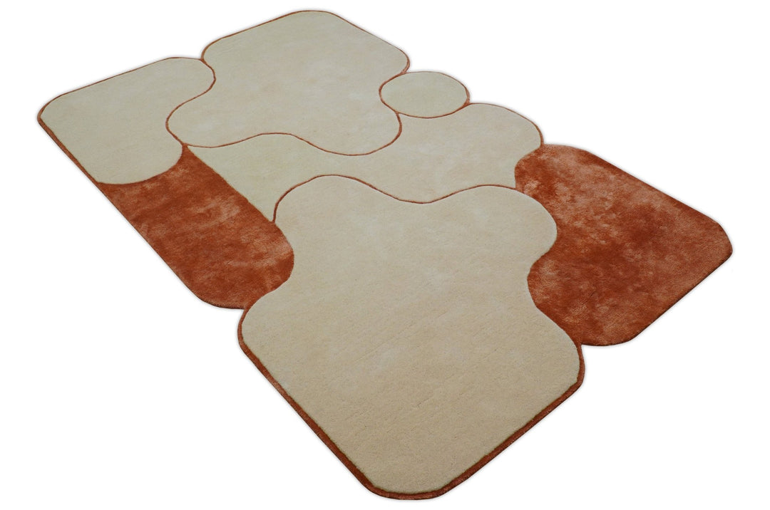 Maze Custom Made Modern Design Beige Hand Tufted Wool Rug - The Rug Decor