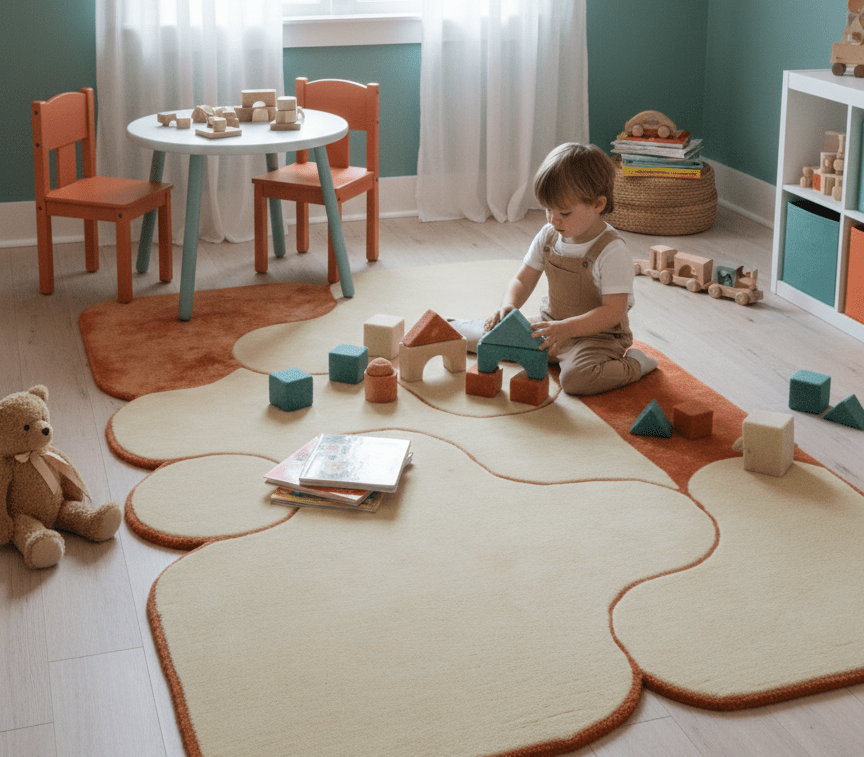 Maze Custom Made Modern Design Beige Hand Tufted Wool Rug - The Rug Decor