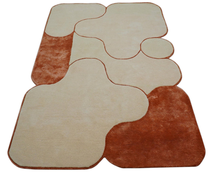 Maze Custom Made Modern Design Beige Hand Tufted Wool Rug - The Rug Decor