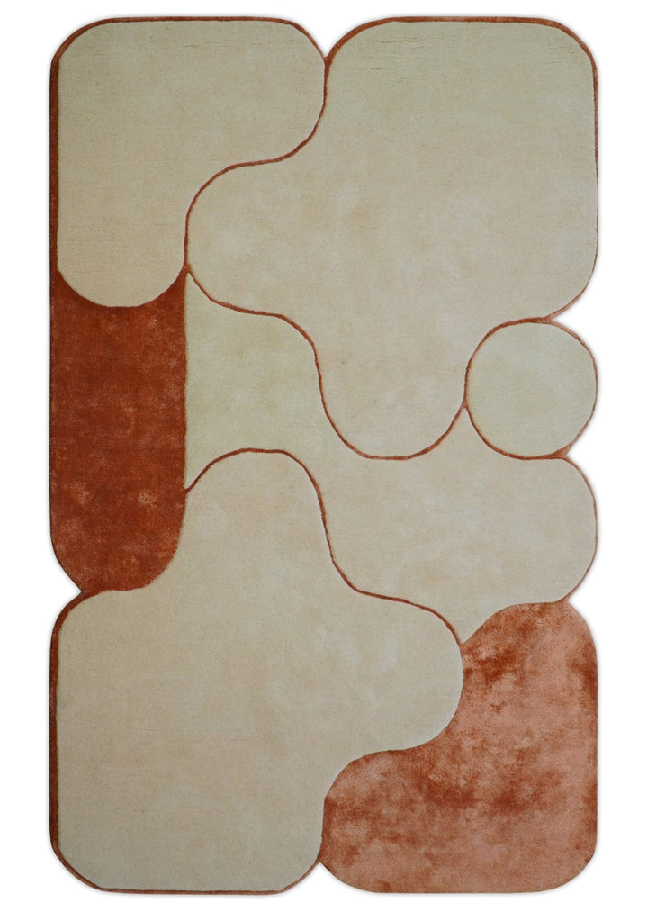 Maze Custom Made Modern Design Beige Hand Tufted Wool Rug - The Rug Decor