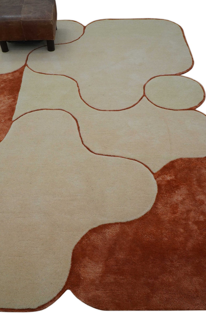 Maze Custom Made Modern Design Beige Hand Tufted Wool Rug - The Rug Decor