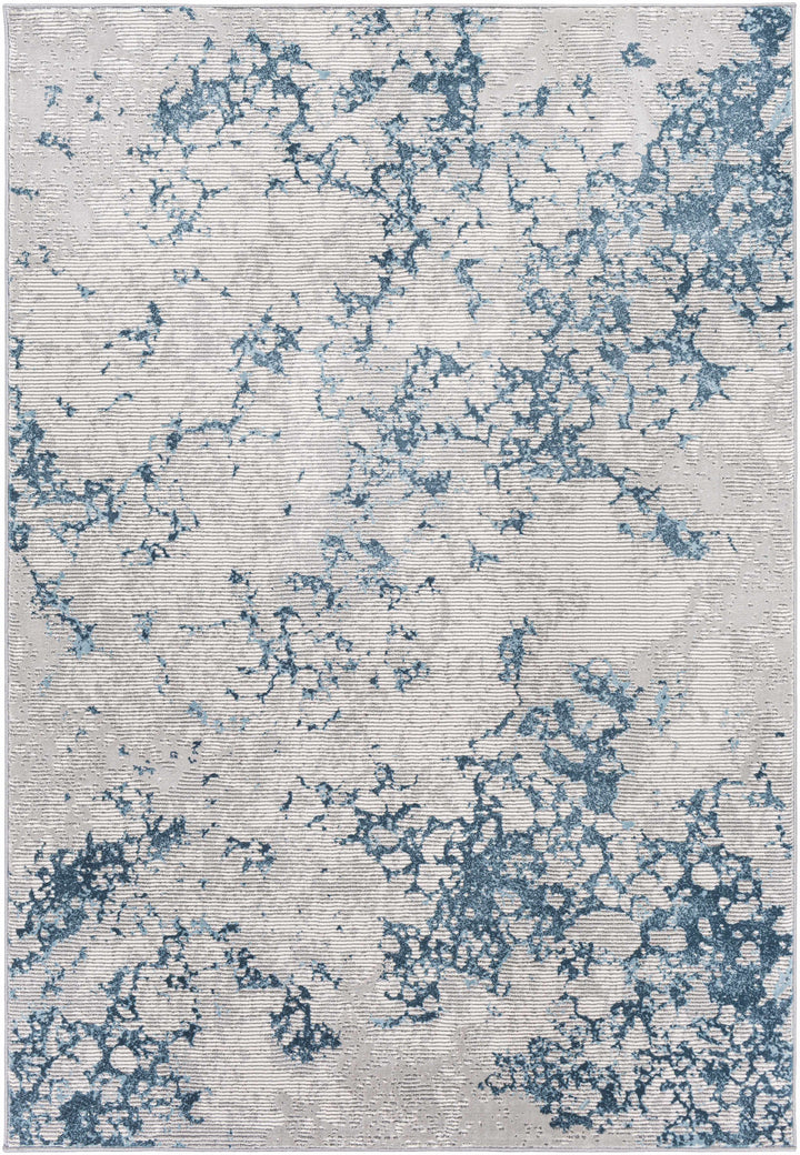Mechanicsville Blue And Ivory Modern Abstract Design Area Rug