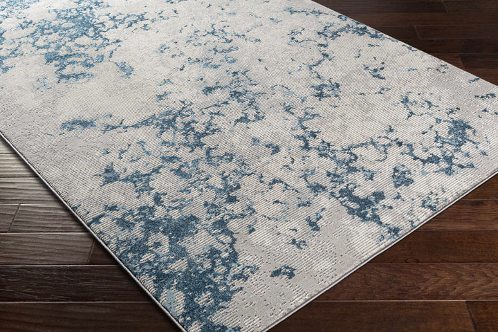 Mechanicsville Blue And Ivory Modern Abstract Design Area Rug