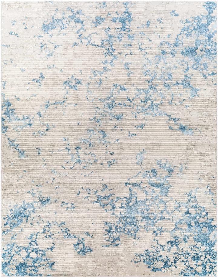 Mechanicsville Blue And Ivory Modern Abstract Design Area Rug