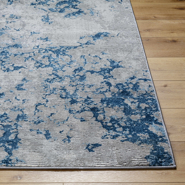 Mechanicsville Blue And Ivory Modern Abstract Design Area Rug